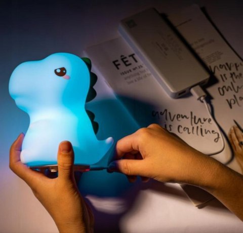 Lampka Nocna Dla Dzieci Kolorowa Silikonowa Dinozaur Dino Led Rgb Kolory