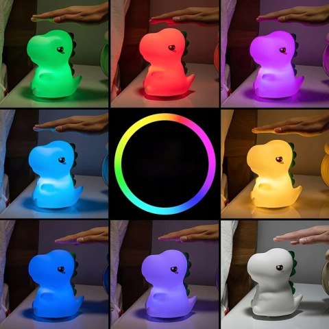 Lampka Nocna Dla Dzieci Kolorowa Silikonowa Dinozaur Dino Led Rgb Kolory