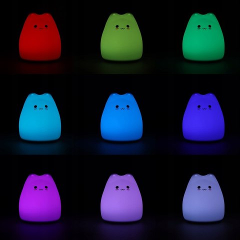 Lampka Nocna Dla Dzieci Silikonowa 4 Led Na Baterie Biała Kotek