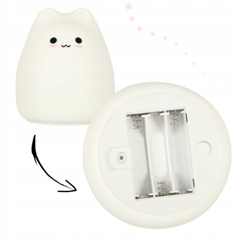 Lampka Nocna Dla Dzieci Silikonowa 4 Led Na Baterie Biała Kotek