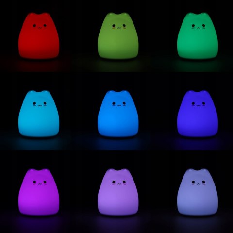 Lampka Nocna Dla Dzieci Silikonowa 4 Led Na Baterie Biała Kotek