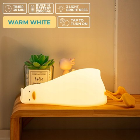 Lampka Nocna Kaczuszka Silikonowa Dla Dzieci Do Sypialni Led Timer 30 Min
