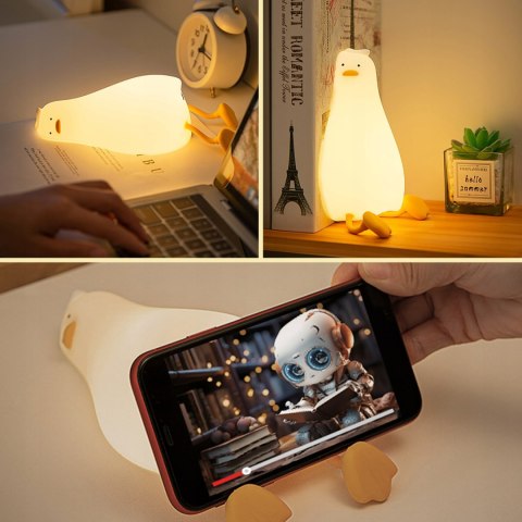 Lampka Nocna Kaczuszka Silikonowa Dla Dzieci Do Sypialni Led Timer 30 Min