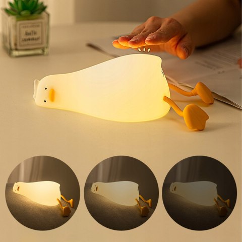 Lampka Nocna Kaczuszka Silikonowa Dla Dzieci Do Sypialni Led Timer 30 Min