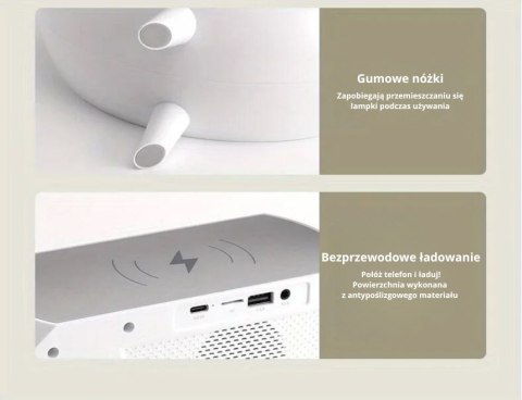 Lampka Nocna Led Zegar Budzik Głośnik Ładowarka Bluetooth Na Biurko Prezent