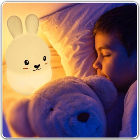 Miękka Lampka Nocna Królik Dla Dzieci Kolorowa Silikonowa Rgb Led + Pilot