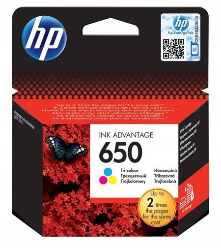 Oryginalny tusz HP 650 Ink Advantage, trójkolorowy, 5 ml, do 200 stron