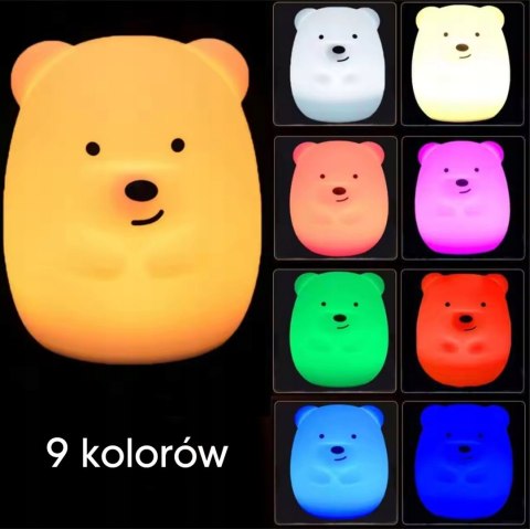 Silikonowa Lampka Nocna Dla Dzieci Led Rgb Usb Pilot Miękka Kolorowa Zd123