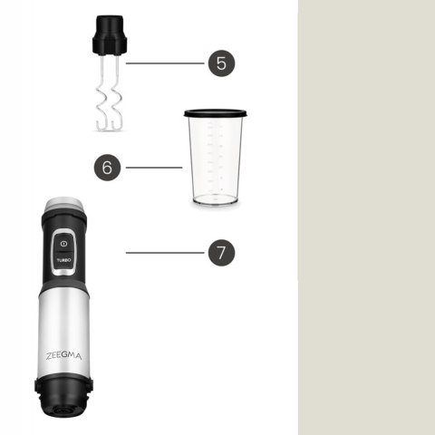 Blender Ręczny Mikser Wielofunkcyjny Tytanowe Ostrze 7W1 1500W Led Mocny