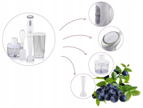 Blender ręczny Hyundai HB 983 3 w 1, 380 W, trzepaczka i rozdrabniacz