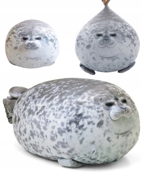 Miękka Pluszowa Foka - Poduszka Maskotka Dla Dzieci 60 Cm Szara