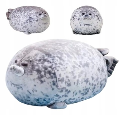Miękka Pluszowa Foka - Poduszka Maskotka Dla Dzieci 60 Cm Szara