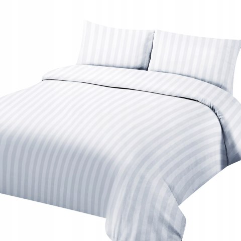 Poszwa Hotelowa Kora Adamaszek Biała 70X80 Cm Paski 1 Cm Do Poduszki I Sypialni