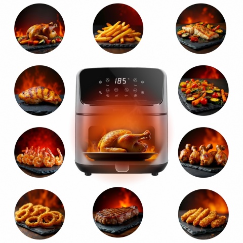 FRYTKOWNICA BEZTŁUSZCZOWA 1500W 4,2L ELDOM AIR FRYER 8 PROGRAMÓW I PODGLĄD