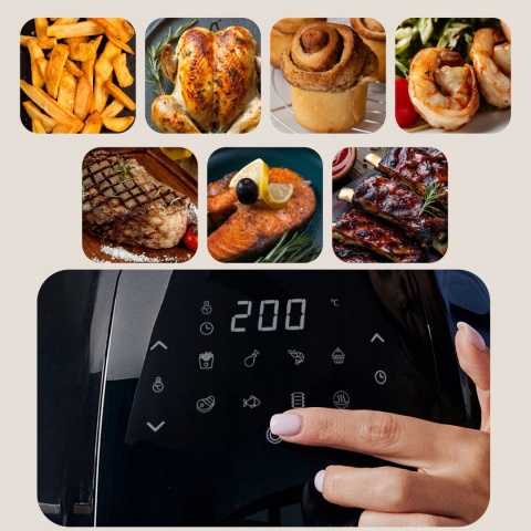 FRYTKOWNICA BEZTŁUSZCZOWA 7,7L 1800W AIR FRYER 9 PROGRAMÓW DUŻA POJEMNOŚĆ