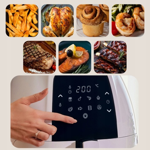FRYTKOWNICA BEZTŁUSZCZOWA AIR FRYER 1800W, MISA 7,7L, KOSZ 6L, 9 PROGRAMÓW