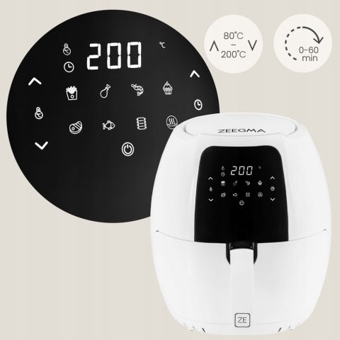 FRYTKOWNICA BEZTŁUSZCZOWA AIR FRYER 1800W, MISA 7,7L, KOSZ 6L, 9 PROGRAMÓW