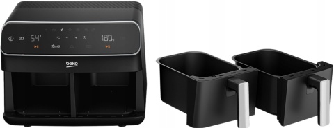 FRYTKOWNICA BEZTŁUSZCZOWA BEKO FRL5388B 2400W 2 KOMORY 7 PROGRAMÓW LCD