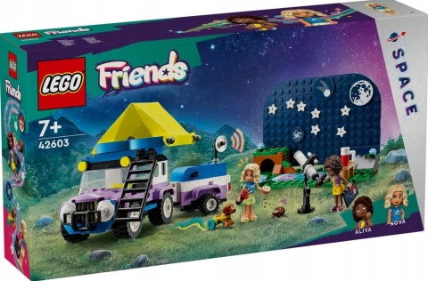 LEGO FRIENDS 42603 - KAMPER Z MOBILNYM OBSERWATORIUM I TOREBKĄ PREZENTOWĄ