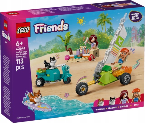 LEGO FRIENDS 42641 PRZYGODA Z SURFUJĄCYMI PSAMI I SKUTEREM 113 ELEMENTÓW