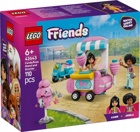 LEGO FRIENDS 42643 STOISKO Z WATĄ CUKROWĄ I SKUTEREM - 110 ELEMENTÓW +6 LAT