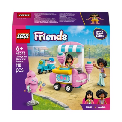 LEGO FRIENDS 42643: STOISKO Z WATĄ CUKROWĄ, SKUTER I 2 MINILALECZKI ZABAWKA