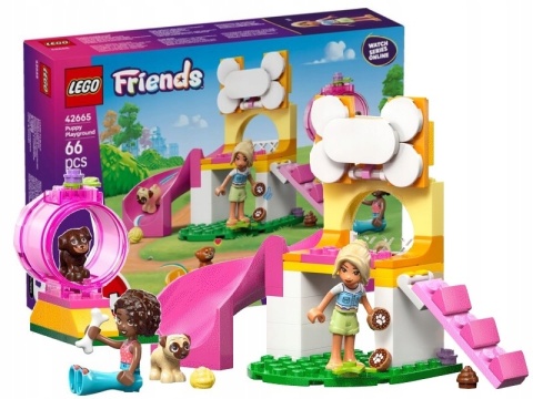 LEGO FRIENDS 42665 - PLAC ZABAW DLA PSÓW, 2 MINILALECZKI, 3 PSY, AKCESORIA