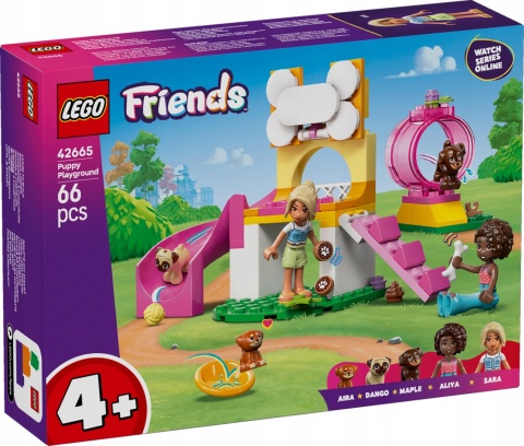 LEGO FRIENDS 42665 - PLAC ZABAW DLA PSÓW, 2 MINILALECZKI, 3 PSY, AKCESORIA