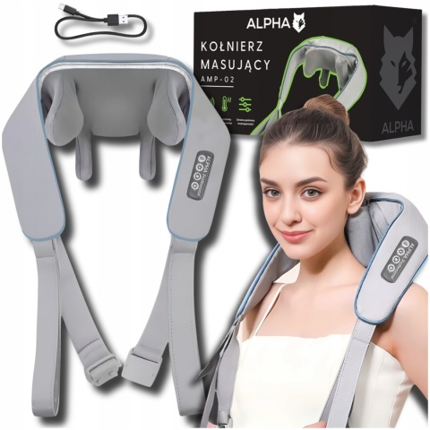 MASAŻER PODGRZEWANY KOŁNIERZ PAS MASUJĄCY ALPHA DO SZYI KARKU CIAŁA PLECÓW