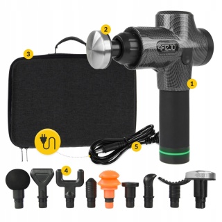 PISTOLET DO MASAŻU MASSAGE GUN + GŁOWICA PODGRZEWANA, ROZLUŹNIENIE MIĘŚNI