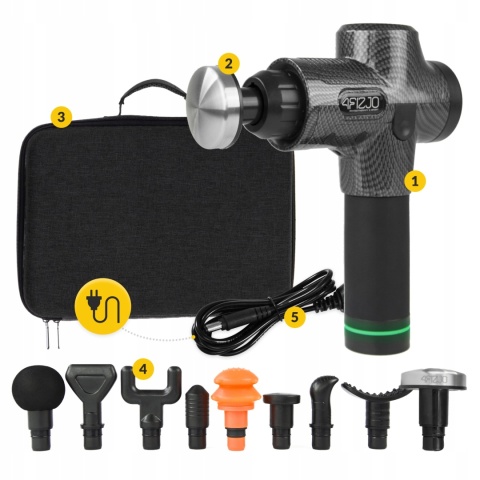 PISTOLET DO MASAŻU MASSAGE GUN + GŁOWICA PODGRZEWANA, ROZLUŹNIENIE MIĘŚNI