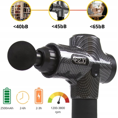 PISTOLET DO MASAŻU MASSAGE GUN + GŁOWICA PODGRZEWANA, ROZLUŹNIENIE MIĘŚNI