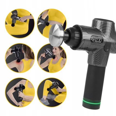 PISTOLET DO MASAŻU MASSAGE GUN + GŁOWICA PODGRZEWANA, ROZLUŹNIENIE MIĘŚNI