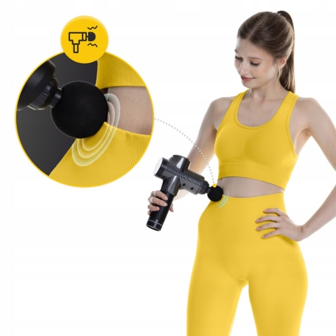 PISTOLET DO MASAŻU MASSAGE GUN + GŁOWICA PODGRZEWANA, ROZLUŹNIENIE MIĘŚNI