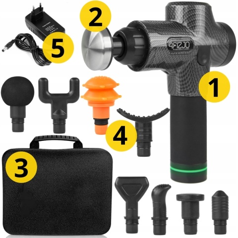 PISTOLET DO MASAŻU MASSAGE GUN + GŁOWICA PODGRZEWANA, ROZLUŹNIENIE MIĘŚNI