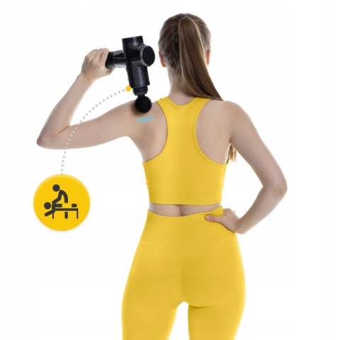 PISTOLET DO MASAŻU MASSAGE GUN + GŁOWICA PODGRZEWANA, ROZLUŹNIENIE MIĘŚNI