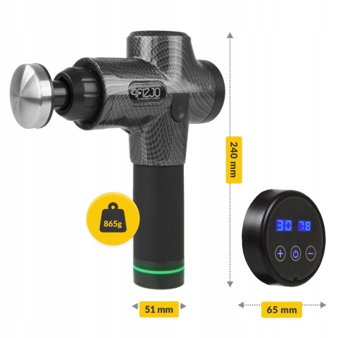 PISTOLET DO MASAŻU MASSAGE GUN + GŁOWICA PODGRZEWANA, ROZLUŹNIENIE MIĘŚNI