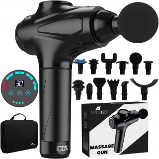 Pistolet do Masażu Masażer Wibracyjny 12 Końcówek Gun Mocny do Ciała Plecó