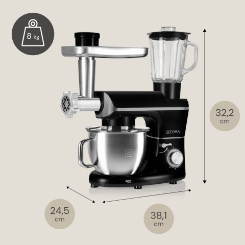 ROBOT KUCHENNY ZEEGMA PLANET MULTI 1900W: MIKSER, BLENDER I MASZYNKA 6,2L