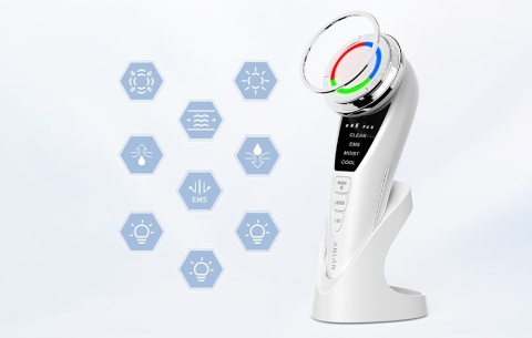 ULTRADŹWIĘKOWY Z TERAPIĄ ŚWIETLNĄ MASAŻER DO TWARZY ANLAN LIFTING SKÓRY