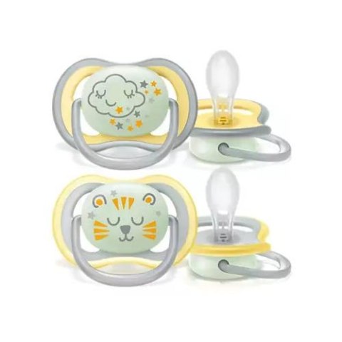 Avent Smoczek Uspokajający Scf376/01 18M+, 2 Sztuki Szary Żółty