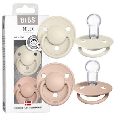 Bibs De Lux Smoczek Uspokajający Silikonowy 0 - 36 M Dwie Sztuki Pastelowe