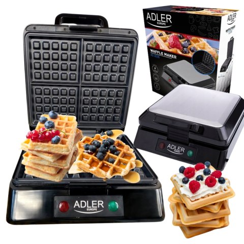 Duża Gofrownica Adler Mocna 1500W 4 Chrupkie Gofry Mocna Wydajna