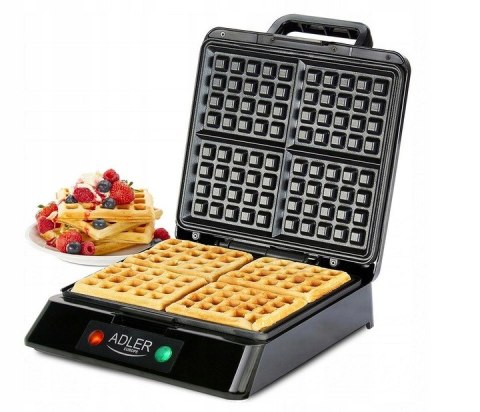 Duża Gofrownica Adler Mocna 1500W 4 Chrupkie Gofry Mocna Wydajna