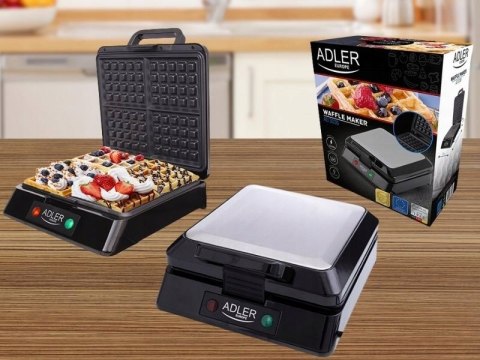 Duża Gofrownica Adler Mocna 1500W 4 Chrupkie Gofry Mocna Wydajna