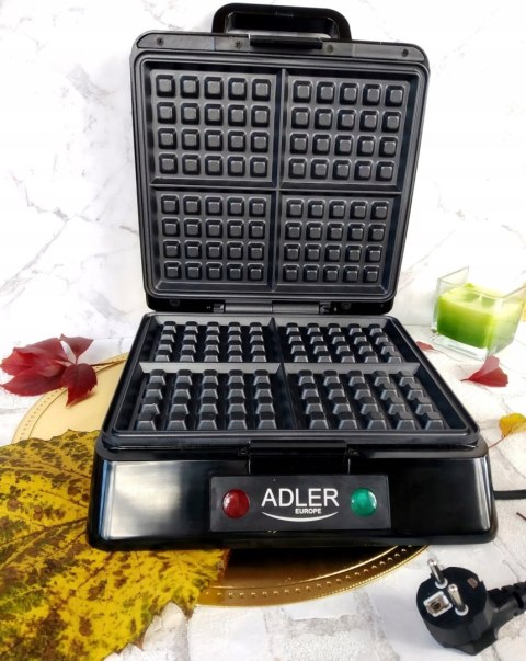 Duża Gofrownica Adler Mocna 1500W 4 Chrupkie Gofry Mocna Wydajna