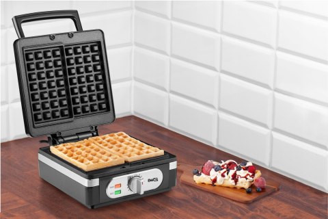Gofrownica 2 Duże Chrupiące Gofry Duża Mocna 1400W Czarna Wydajna