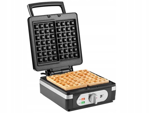 Gofrownica 2 Duże Gofry Chrupiące Regulacja 1400W Mocna Czarna
