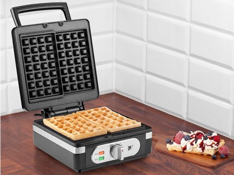 Gofrownica 2 Duże Gofry Chrupiące Regulacja 1400W Mocna Czarna
