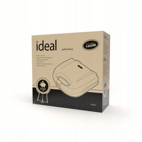 Gofrownica 2 Duże Gofry Ik1601 Ideal 1400W Mocna Wydajna Czarna
